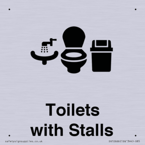 Toilets: Stalls and Wash Basin with Sanitary Bin